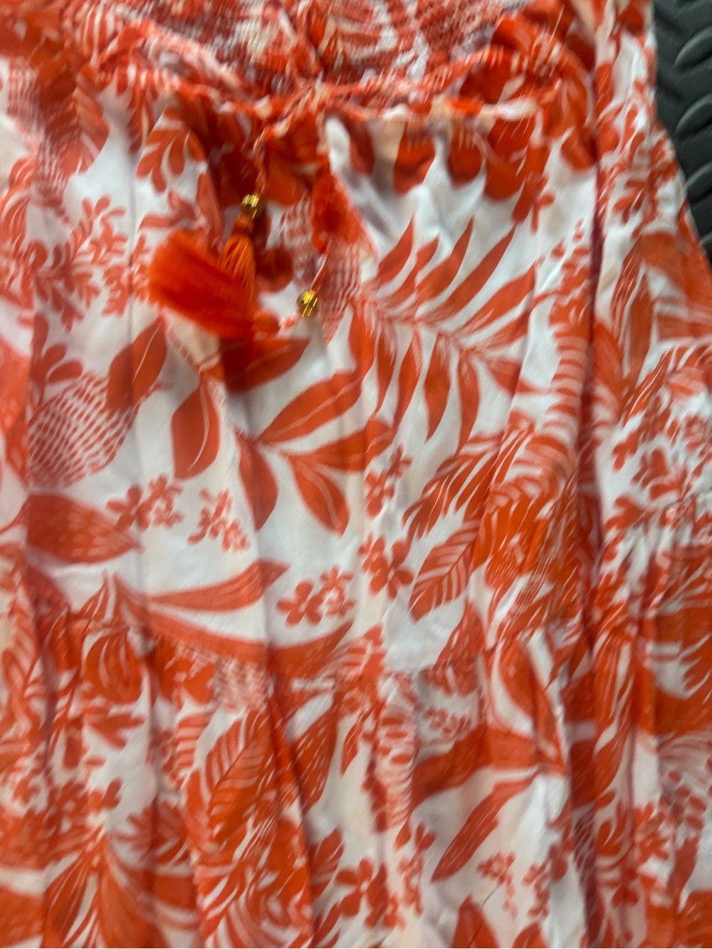 Tropical Print Orange Smocked Maxi Skirt Set Size LARGE -fits👌 - Picture 6 of 8